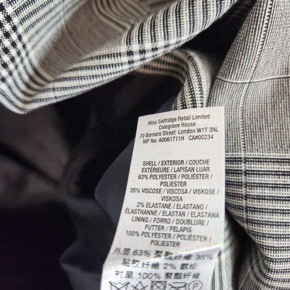 Miss Selfridge Glen Plaid Blazer in Black Size US 6 - Picture 6 of 6